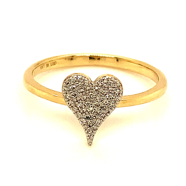 (LD) Anillo (corazón) con diamantes de laboratorio en oro amarillo 10kt. D-0.10Cts.