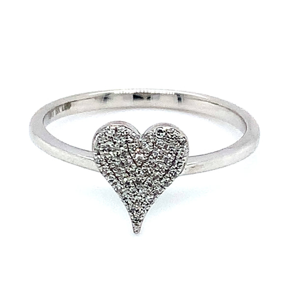 (LD) Anillo (corazón) con diamantes de laboratorio en oro blanco 10kt. D-0.10Cts.