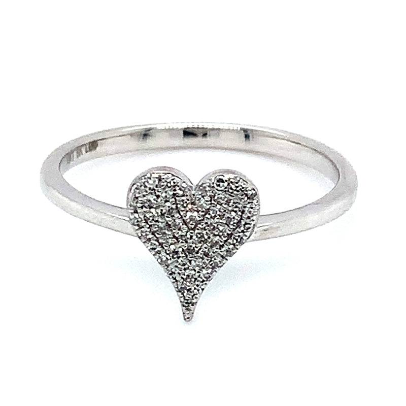 (LD) Anillo (corazón) con diamantes de laboratorio en oro blanco 10kt. D-0.10Cts.