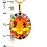 Collar de citrino, zafiros y diamantes en oro amarillo 14kt.