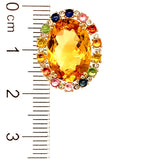 Aretes de citrino con zafiros y diamantes en oro amarillo 14kt.