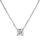 (LD) Collar (Cojín) con diamante de laboratorio en oro blanco 14kt. 43CM D-2.00Cts.