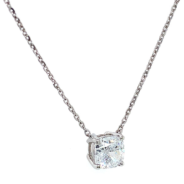 (LD) Collar (Cojín) con diamante de laboratorio en oro blanco 14kt. 43CM D-2.00Cts.