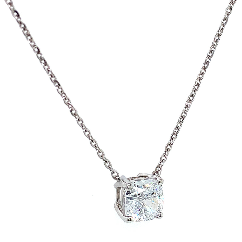 (LD) Collar (Cojín) con diamante de laboratorio en oro blanco 14kt. 43CM D-2.00Cts.
