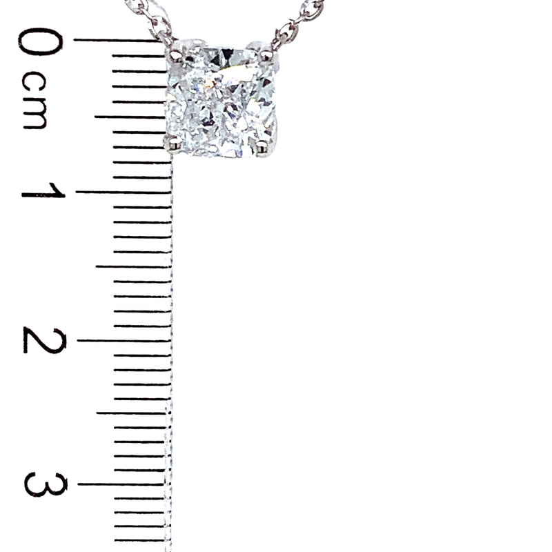 (LD) Collar (Cojín) con diamante de laboratorio en oro blanco 14kt. 43CM D-2.00Cts.