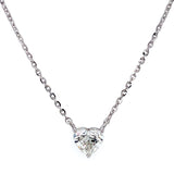 (LD) Collar (corazón) con diamante de laboratorio en oro blanco 14kt. 43CM D-1.00Cts.