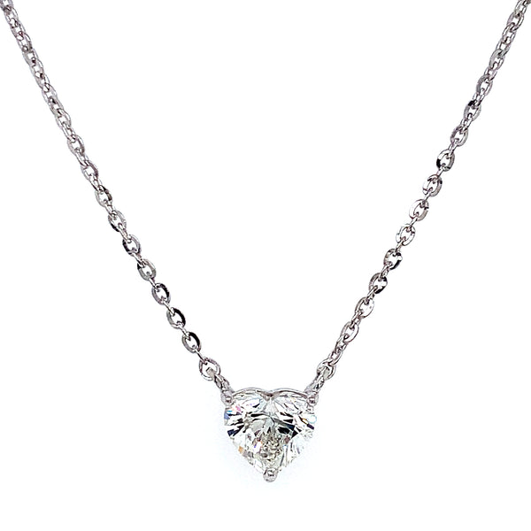 (LD) Collar (corazón) con diamante de laboratorio en oro blanco 14kt. 43CM D-1.00Cts.