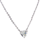 (LD) Collar (corazón) con diamante de laboratorio en oro blanco 14kt. 43CM D-1.00Cts.