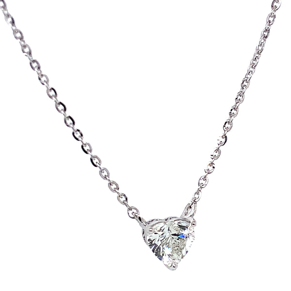 (LD) Collar (corazón) con diamante de laboratorio en oro blanco 14kt. 43CM D-1.00Cts.