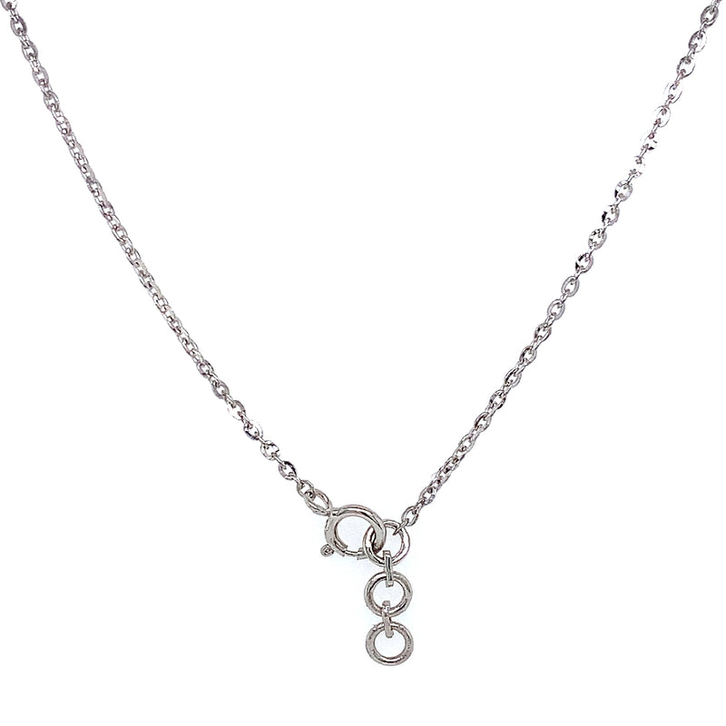 (LD) Collar (corazón) con diamante de laboratorio en oro blanco 14kt. 43CM D-1.00Cts.