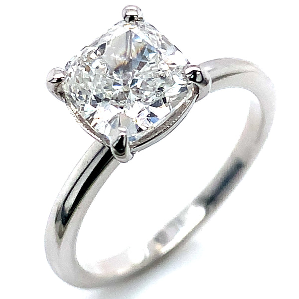 (LD) Anillo con diamante de laboratorio en oro blanco 14kt. D-2.00Cts.