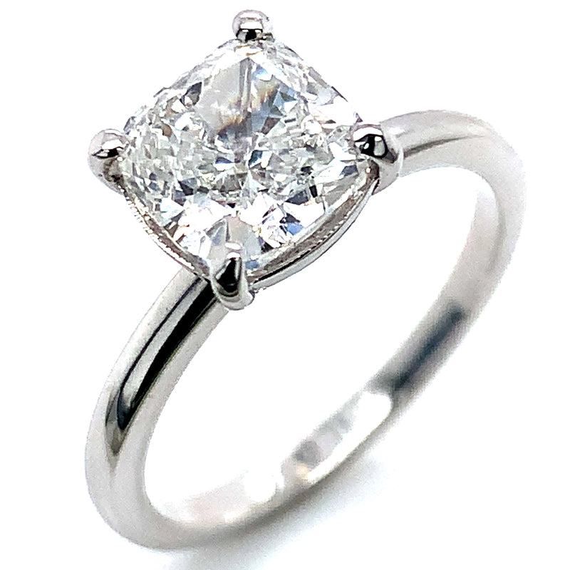 (LD) Anillo con diamante de laboratorio en oro blanco 14kt. D-2.00Cts.