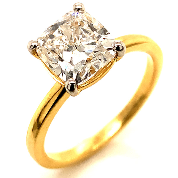(LD) Anillo con diamante de laboratorio en oro amarillo 14kt. D-2.00Cts.