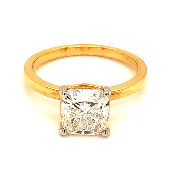(LD) Anillo con diamante de laboratorio en oro amarillo 14kt. D-2.00Cts.