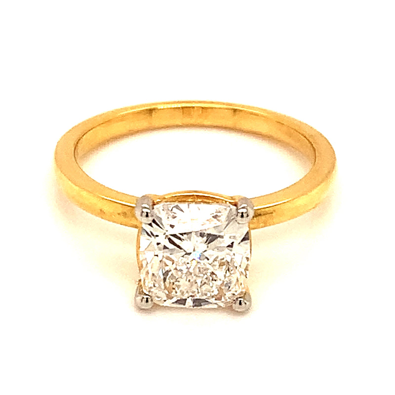 (LD) Anillo con diamante de laboratorio en oro amarillo 14kt. D-2.00Cts.