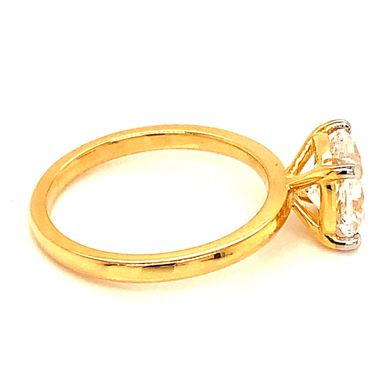 (LD) Anillo con diamante de laboratorio en oro amarillo 14kt. D-2.00Cts.