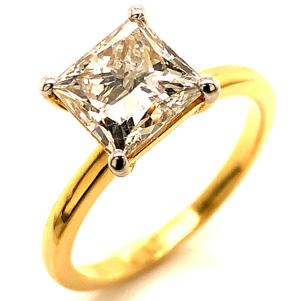 (LD) Anillo con diamante de laboratorio en oro amarillo 14kt. D-2.00Cts.