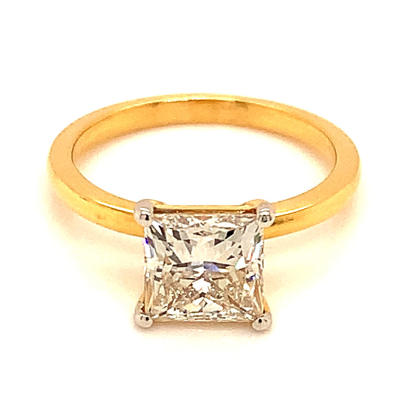 (LD) Anillo con diamante de laboratorio en oro amarillo 14kt. D-2.00Cts.
