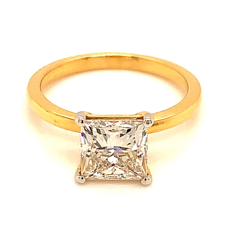 (LD) Anillo con diamante de laboratorio en oro amarillo 14kt. D-2.00Cts.
