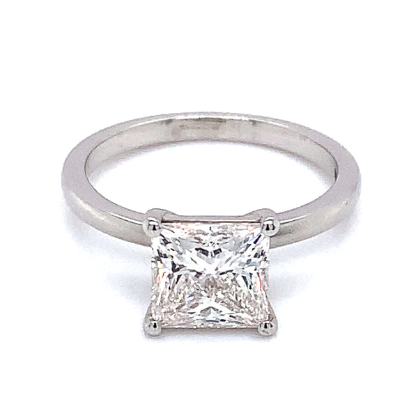(LD) Anillo con diamante de laboratorio en oro blanco 14kt. D-2.00Cts.