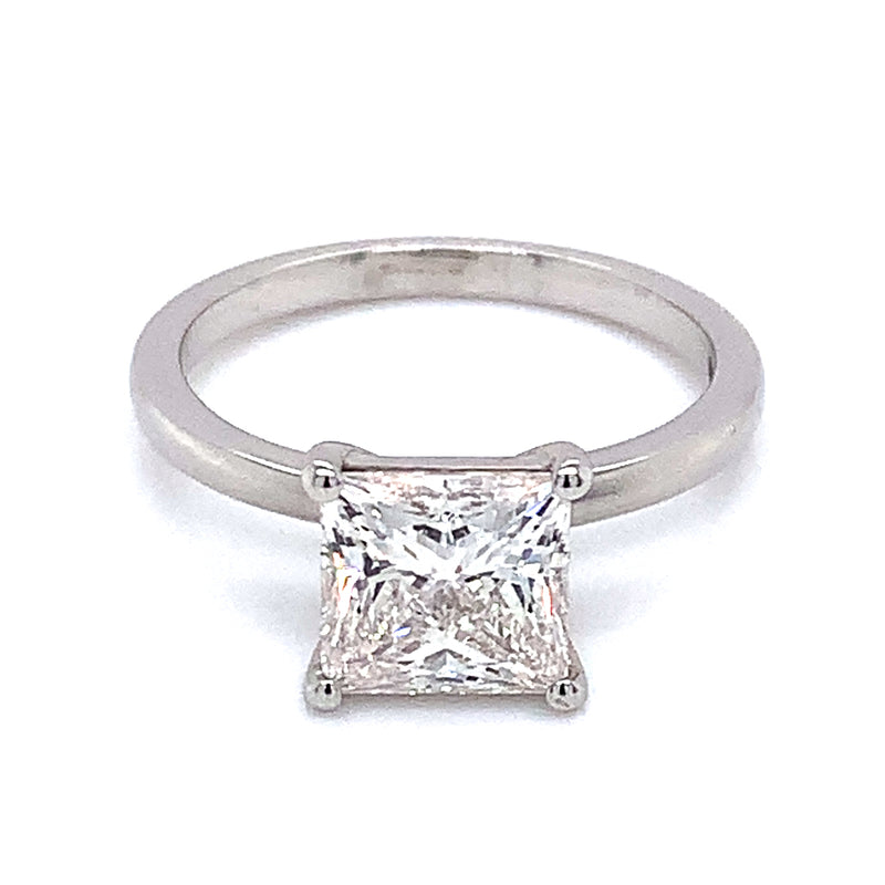 (LD) Anillo con diamante de laboratorio en oro blanco 14kt. D-2.00Cts.