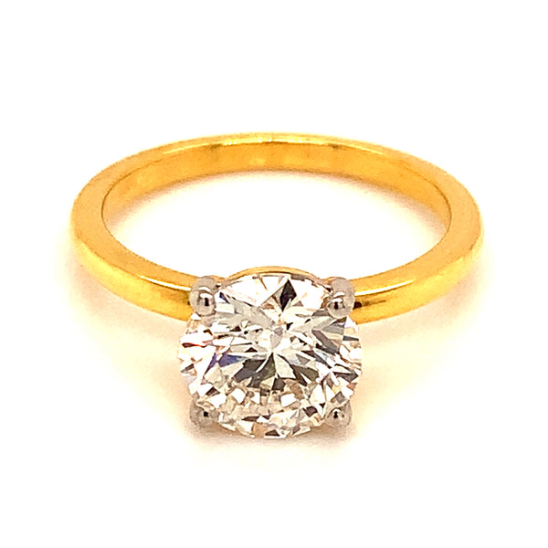 (LD) Anillo con diamante de laboratorio en oro amarillo 14kt. D-2.00Cts.