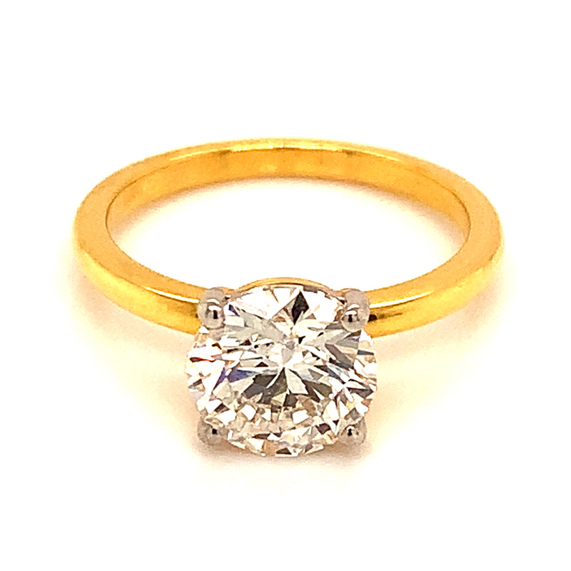 (LD) Anillo con diamante de laboratorio en oro amarillo 14kt. D-2.00Cts.