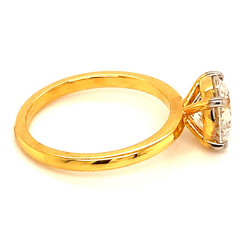 (LD) Anillo con diamante de laboratorio en oro amarillo 14kt. D-2.00Cts.