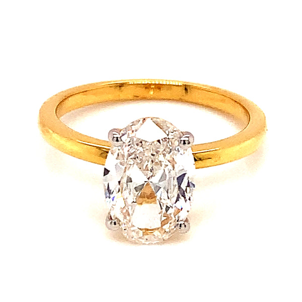 (LD) Anillo con diamante de laboratorio en oro amarillo 14kt. D-2.00Cts.