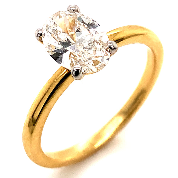 (LD) Anillo con diamante de laboratorio en oro amarillo 14kt. D-1.00Cts.