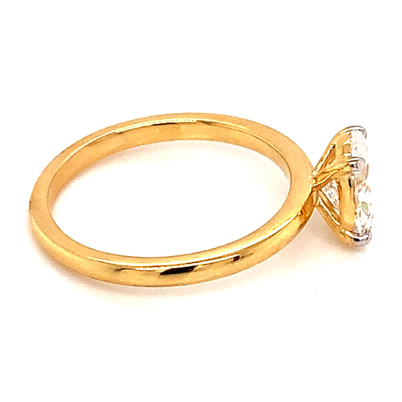 (LD) Anillo con diamante de laboratorio en oro amarillo 14kt. D-1.00Cts.