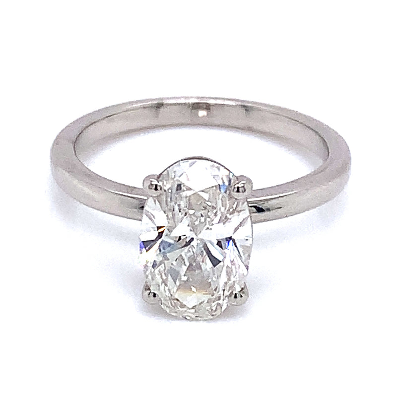 (LD) Anillo con diamante de laboratorio en oro blanco 14kt. D-2.00Cts.