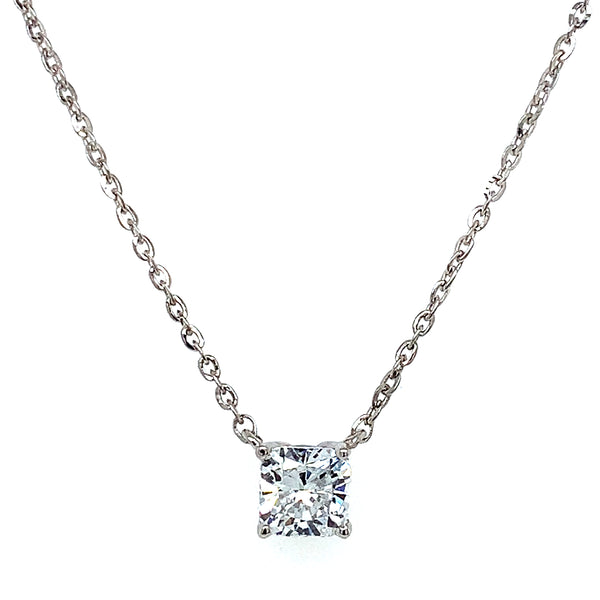 (LD) Collar con diamante de laboratorio en oro blanco 14kt. 43CM D-1.00Cts.