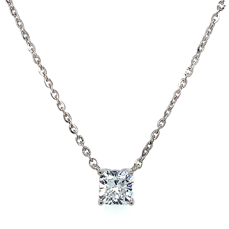 (LD) Collar con diamante de laboratorio en oro blanco 14kt. 43CM D-1.00Cts.