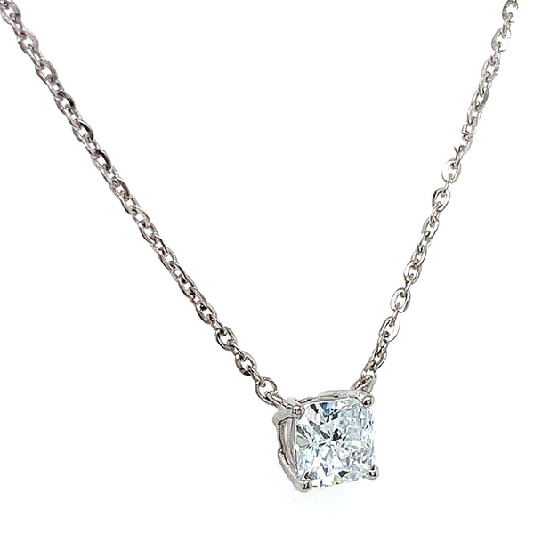 (LD) Collar con diamante de laboratorio en oro blanco 14kt. 43CM D-1.00Cts.