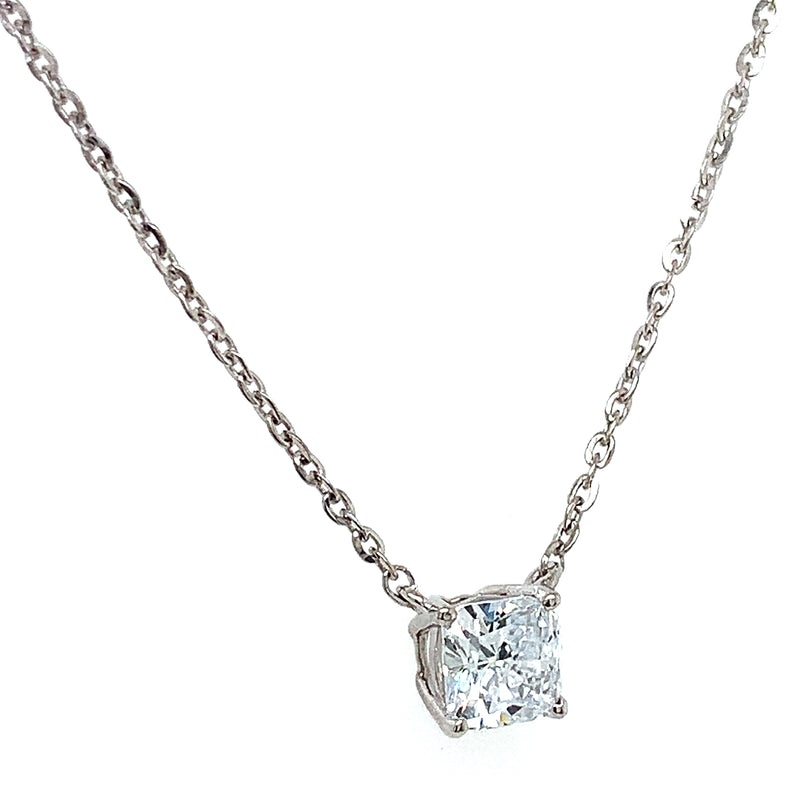 (LD) Collar con diamante de laboratorio en oro blanco 14kt. 43CM D-1.00Cts.