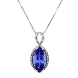 Collar de tanzanita con diamantes en oro blanco 18kt. 45cm.