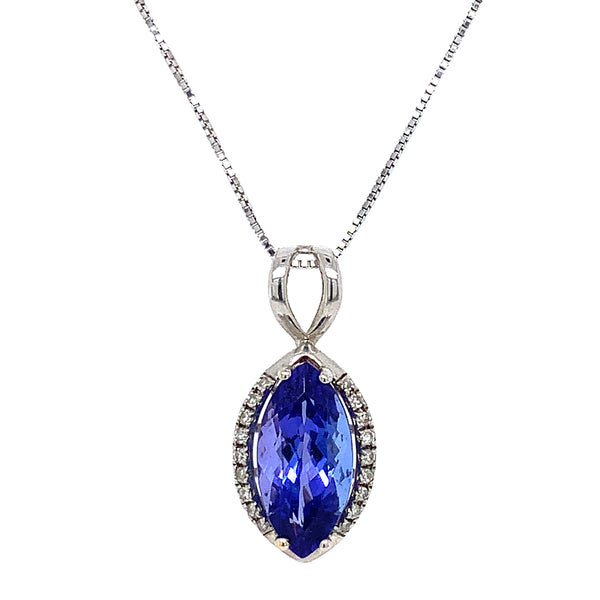 Collar de tanzanita con diamantes en oro blanco 18kt. 45cm.