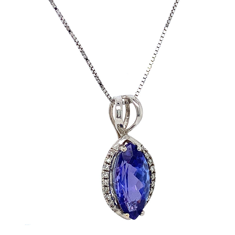 Collar de tanzanita con diamantes en oro blanco 18kt. 45cm.
