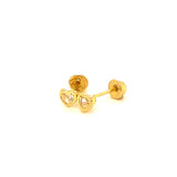 Aretes para bebés (corazón) con circones en oro amarillo 10kt.