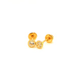 Aretes para bebés con circones en oro amarillo 18kt.