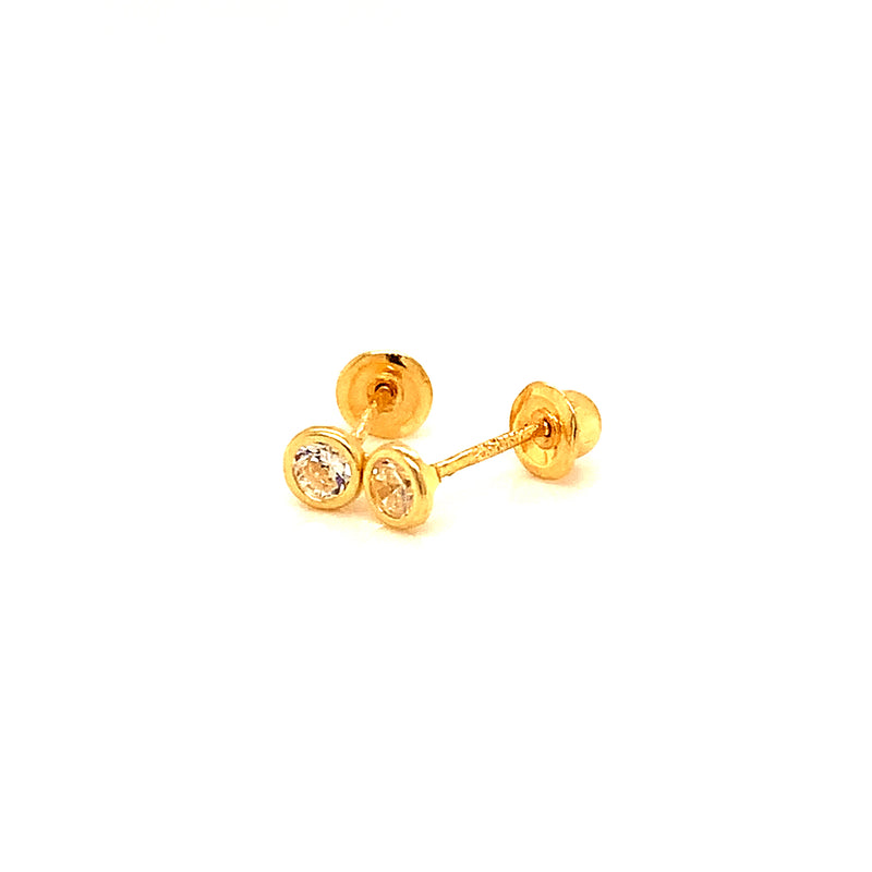 Aretes para bebés con circones en oro amarillo 18kt.
