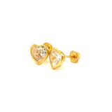 Aretes para bebés (corazón) con circones en oro amarillo 10kt.