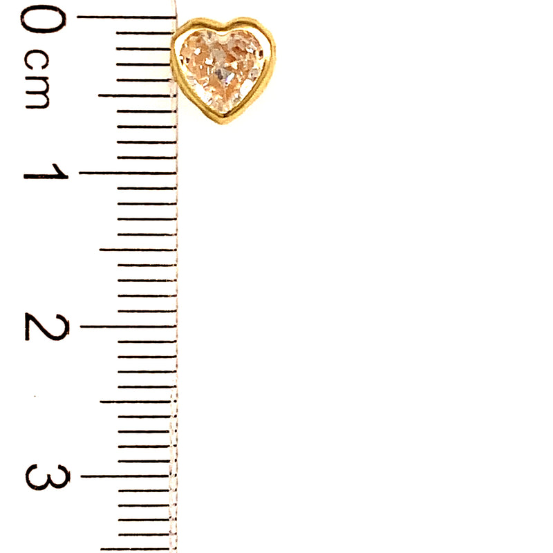 Aretes para bebés (corazón) con circones en oro amarillo 10kt.