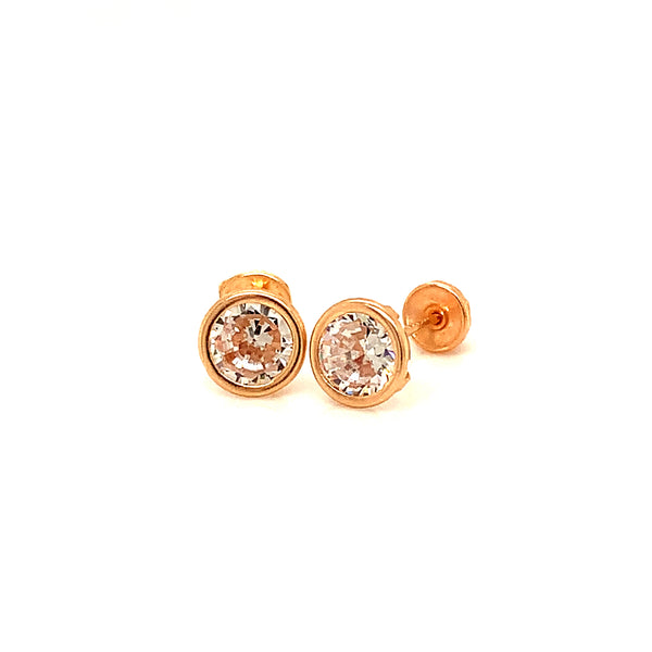 Aretes para bebés con circones en oro amarillo 10kt.