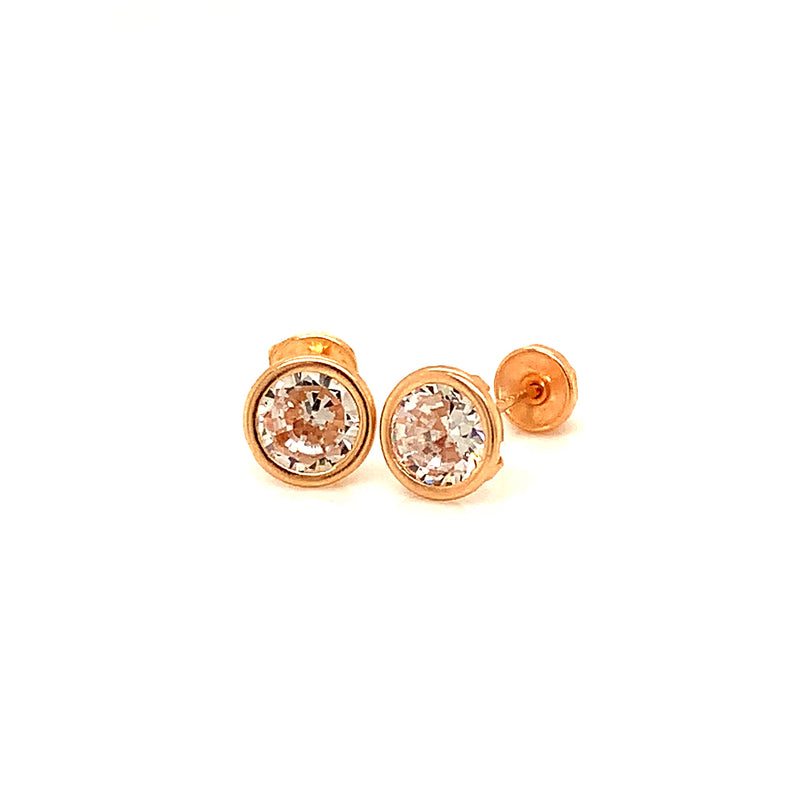 Aretes para bebés con circones en oro amarillo 10kt.