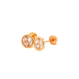 Aretes para bebés con circones en oro amarillo 10kt.