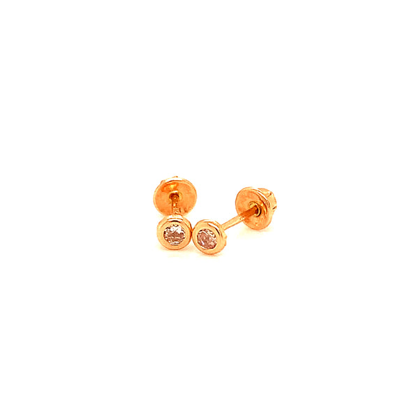 Aretes para bebés con circones en oro amarillo 10kt.