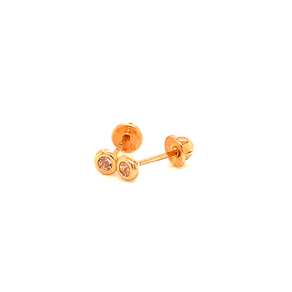 Aretes para bebés con circones en oro amarillo 10kt.