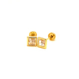 Aretes para bebés con circones en oro amarillo 10kt.